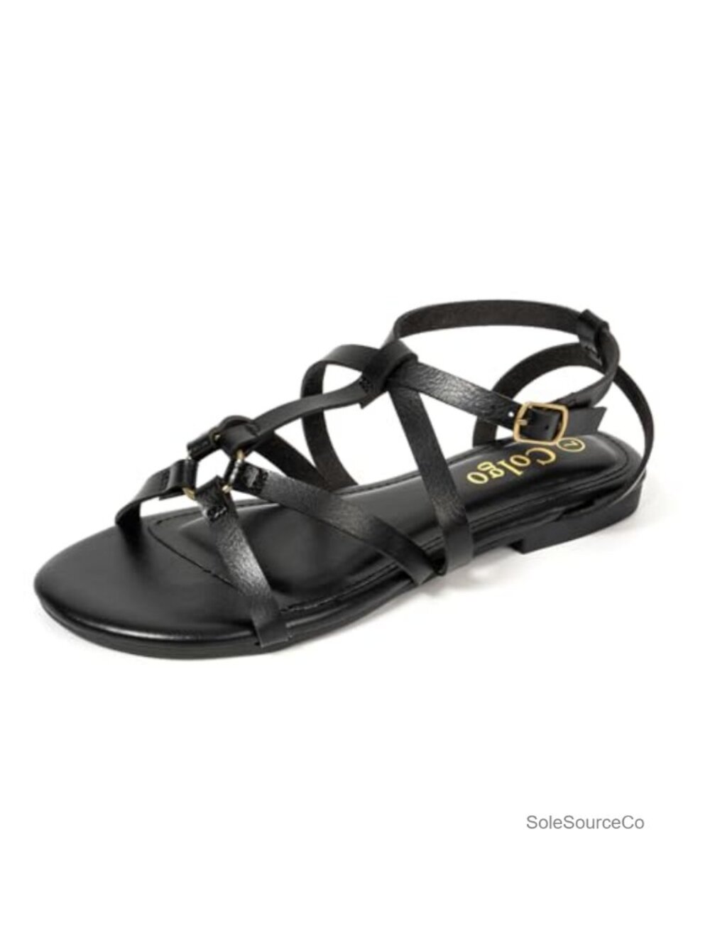 Women's Crisscross Strap Flat Sandals - PU Leather, Adjustable Ankle, Open Toe,